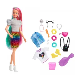 Mattel Barbie Прическа для куклы Барби Разноцветный леопард