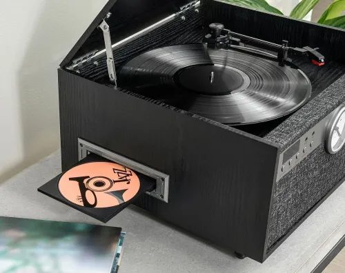 Gramofon Victrola Century Signature+ 6-in-1 VTA-830SB-BLK-INT Manualny Napęd paskowy Bluetooth CD Kaseta Czarny