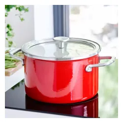 KITCHENAID Steel Core Enamel 3,7 l czerwony - garnek emaliowany z pokrywką