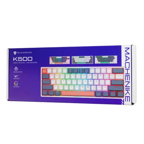 Klawiatura mechaniczna Machenike K500-B61 Gamingowa Przewodowa Red Switch Niebiesko-biała