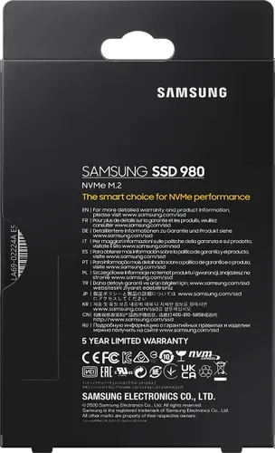 Samsung 980 SSD 1 TB M. 2 2280 PCI-E x4 Gen3 NVMe (MZ-V8V1T0BW)