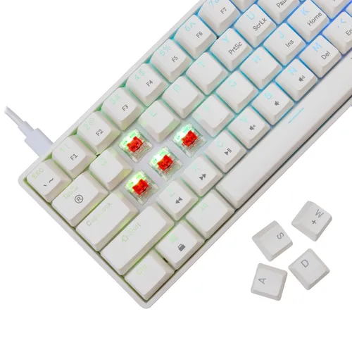 Klawiatura gamingowa White Shark Shinobi Red przewodowa mechaniczna podświetlana biała
