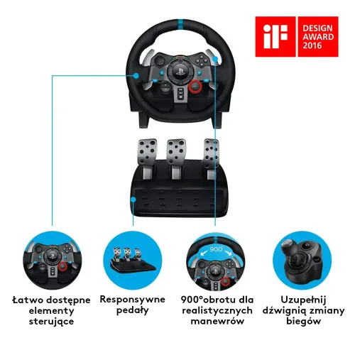 Kierownica Logitech G29 Racing Wheel z pedałami do PS5, PS4, PS3, PC Force Feedback + G435 Lightspeed Nauszne Czarny