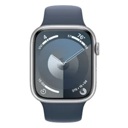 Apple Watch 9 GPS 45mm koperta z aluminium (srebrny) + pasek sportowy S/M (sztormowy błękit) (CPO)