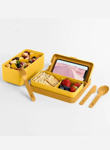 Lunchbox / śniadaniówka ze sztućcami Blim+ Bauletto M - desert medium