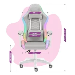 Fotel HELL'S CHAIR HC-1000 LED RGB Kids Szary