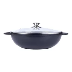 Patelnia wok granitowa ze szklaną pokrywką GRANDE 32 cm