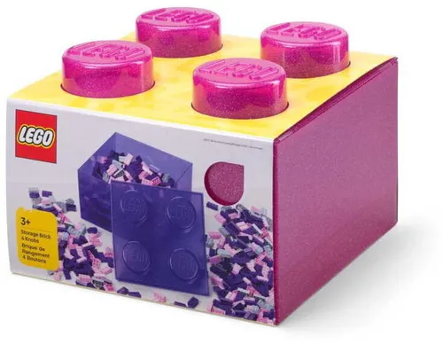 Lego 40090801 Classic Pojemnik klocek Lego Brick 4 z pokrywką – Jasnoróżowy