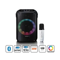 Głośnik Bluetooth Lenco BTC-060BK 20W Karaoke LED Czarny