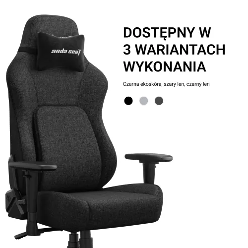 Fotel Anda Seat Phantom 4 L Black Fabric Gamingowy do 100kg Tkanina Czarny