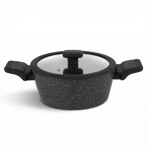 Garnek aluminiowy z pokrywką STARKE PRO CERES MARBLE 1,2 l