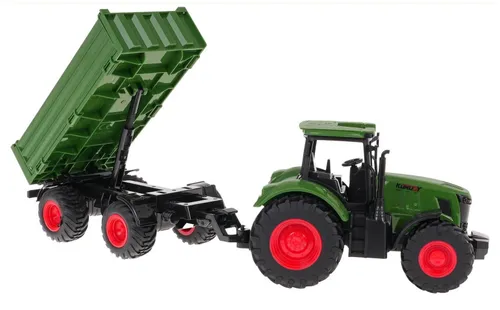 Zestaw traktor z przyczepą COIL duży pojazd skala 1:24 zielony