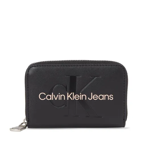 Женский кошелек Calvin Klein Jeans Sculpted Med Zip Around Mono K60k607229 Black With Rose 01f