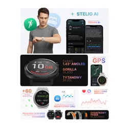 Smartwatch STELIO Activ Pro AI GPS 46mm Tytan Czarny