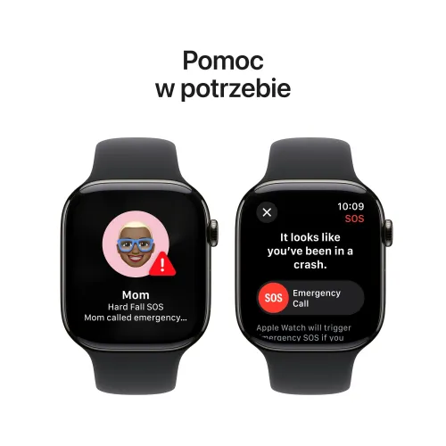 Apple Watch Series 10 GPS + Cellular koperta 42mm tytan łupek pasek sportowy czarny S/M
