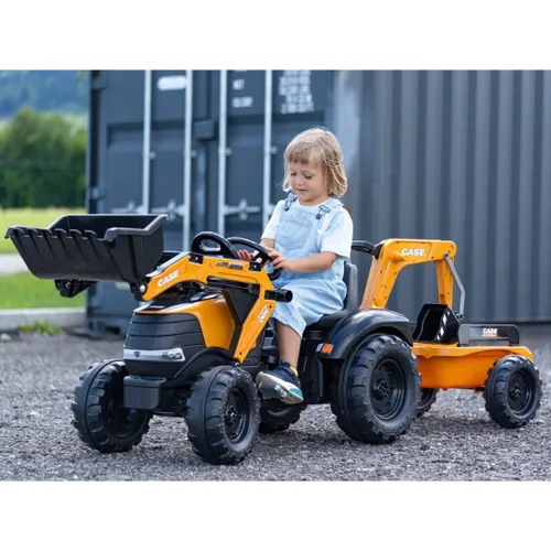 Falk Traktor Na Pedały Case Ce Z Koparką Ładowarką I Przyczepą 3-7 Lat