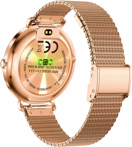 Smartwatch FOREVER SB-370 Lucca Różowe złoto + Pasek łaciaty