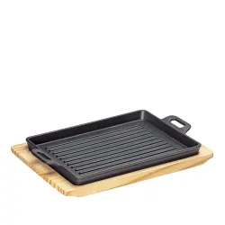 KUCHENPROFI BBQ 32 x 22 cm - patelnia grillowa żeliwna z deską