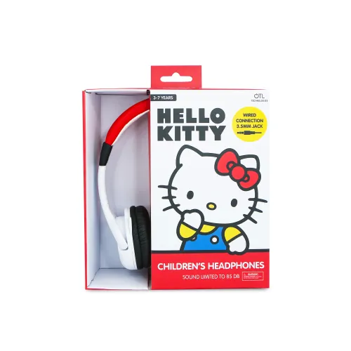 Słuchawki przewodowe z mikrofonem OTL Technologies Hello Kitty Moulded Dla dzieci Nauszne Biało-czerwony