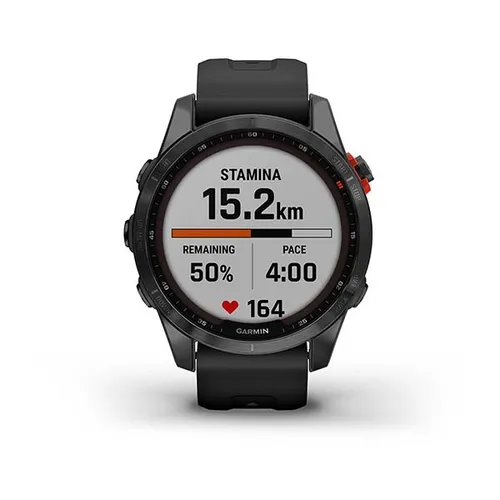 Смарт-часы Garmin FENIX 7S Solar серый с черным силиконовым ремешком (010-02539-13)