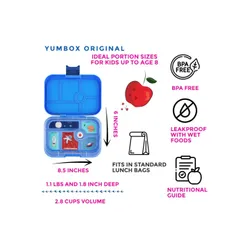 Szczelna średnia śniadaniówka Yumbox Original - surf blue / rocket