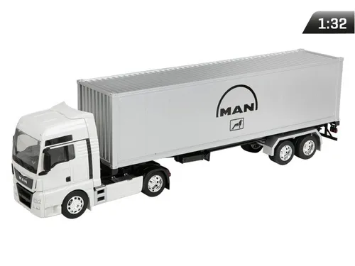 Model 1:32, MAN TGX, ciągnik biały - naczepa srebrna