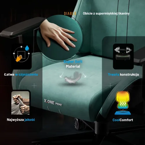 Fotel Diablo Chairs X.One Prime,Normal Size, Mystic Mint Gamingowy Do 140kg Tkanina Miętowy