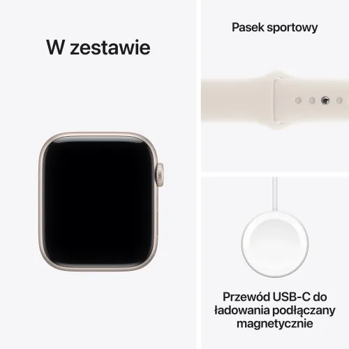 Apple Watch SE 3gen GPS koperta 40mm z aluminium Księżycowa poświata pasek sportowy Księżycowa poświata M/L