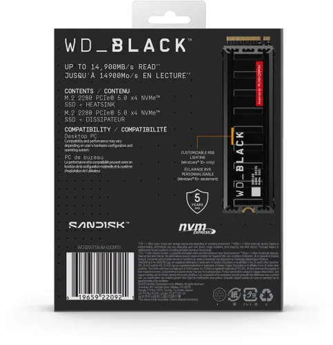 Dysk SANDISK WD Black SN8100 2TB SSD (z radiatorem)