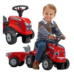 Falk Traktorek Baby Massey Ferguson Czerwony Z Przyczepką + Akc. Od 1-3 Lat