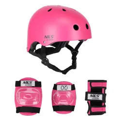 Kask NILS EXTREME MR290 Różowy (rozmiar M) + Zestaw ochraniaczy
