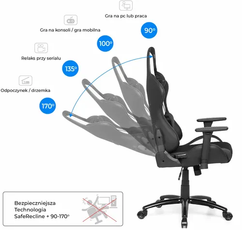 Fotel GAMVIS Phantom Large Czarny (białe elementy)