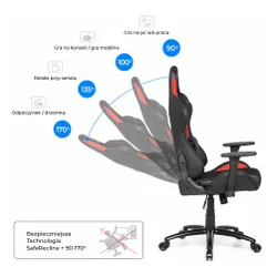 Fotel GAMVIS Phantom Large Czarny (czerwone elementy)