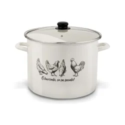 Garnek emaliowany duży z szklaną pokrywką TADAR 12 l