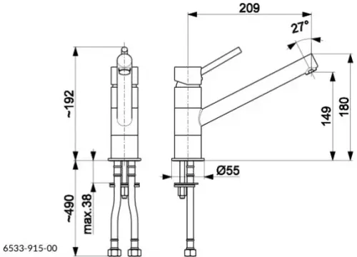 Bateria KFA Armatura Arura Andra 6533-915-81 Czarny Mosiądz