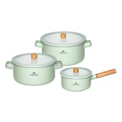 Zestaw garnków GERLACH Natur Enamel Pastelowa zieleń (6 elementów)