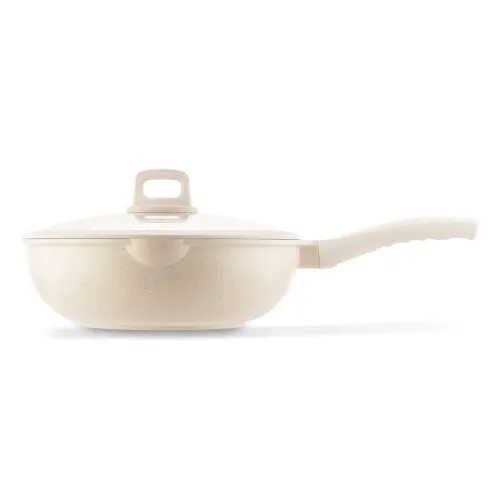 Patelnia WOK indukcyjna z pokrywką Konighoffer Creamy Marble 30 cm