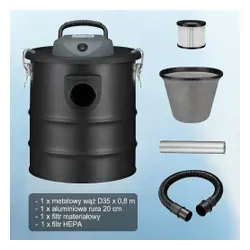 Przemysłowy odkurzacz kominkowy do pieca popiołu sadzy żaroodporny 15l 800W