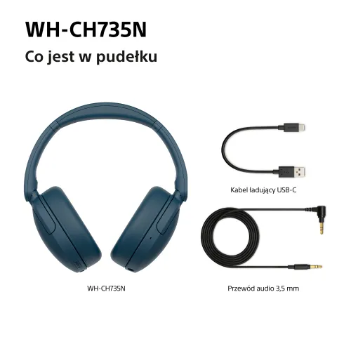 Słuchawki bezprzewodowe Sony WH-CH735N ANC Nauszne Bluetooth 6.0 Niebieski