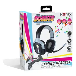 Słuchawki bezprzewodowe z mikrofonem Konix Boruto Gaming Headset dla konsol Nauszne Czarno-niebieski