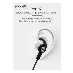 Słuchawki bezprzewodowe Savio WE-02 Dokanałowe Bluetooth 4.2 Czarny