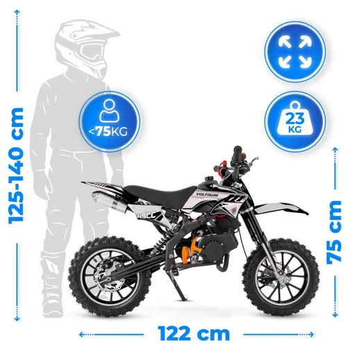 Motorek dla dzieci cross spalinowy 49CC motocykl el. start LED 35km/h motor