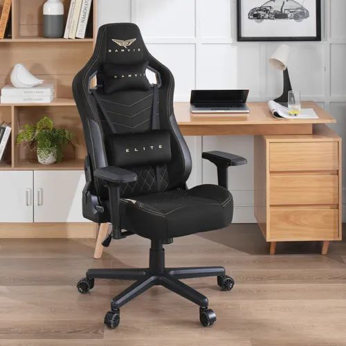 Fotel GAMVIS Elite 2.0 XL Basic Czarny (złote elementy)