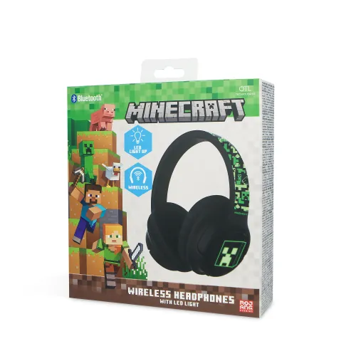 Słuchawki bezprzewodowe z mikrofonem OTL Technologies Minecraft Wireless LED Nauszne Zielony