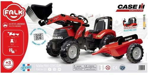 Falk Traktor Case na Pedały z Łyżką i Przyczepką Czerwony od 3 Lat