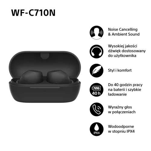 Słuchawki dokanałowe SONY WF-C710 ANC Wodoodporne Czarny