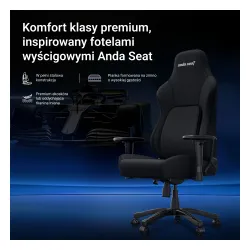 Fotel Anda Seat Phantom 4 L Black Fabric Gamingowy do 100kg Tkanina Czarny