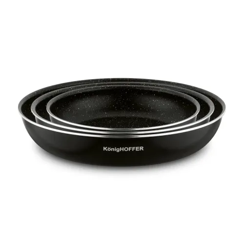 Komplet patelni z odpinaną rączką Konighoffer Spinel Black 20 cm 24 cm 28 cm bez indukcji