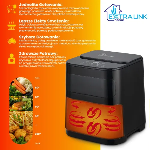 Air fryer Extralink Home SJ-520 1600W 5,2l Aplikacja mobilna