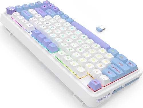 Klawiatura REDRAGON Ucal Max K673WBP RGB Hot Swap Manbo Switch Biało-fioletowo-niebieski